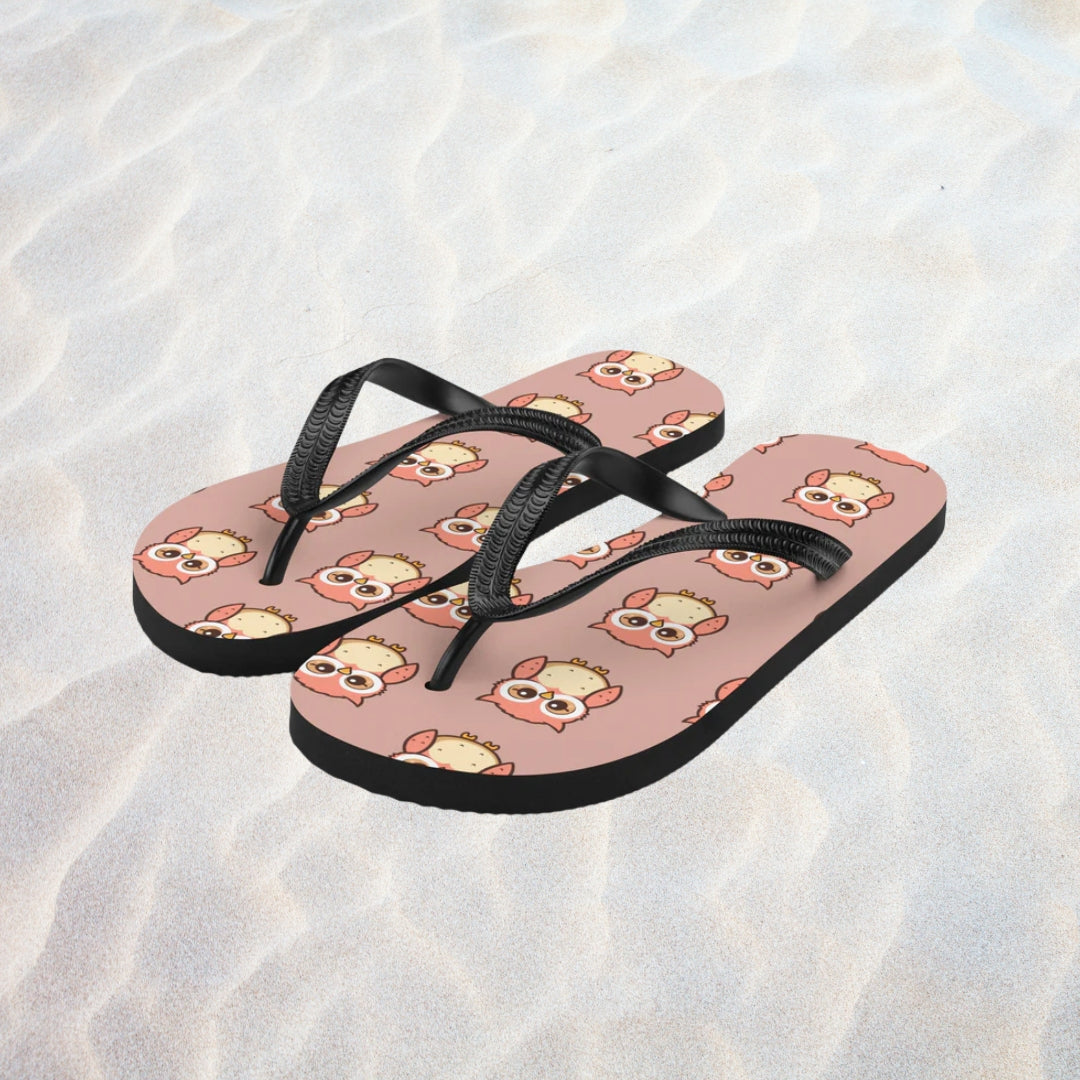 Cute owl print flipflops