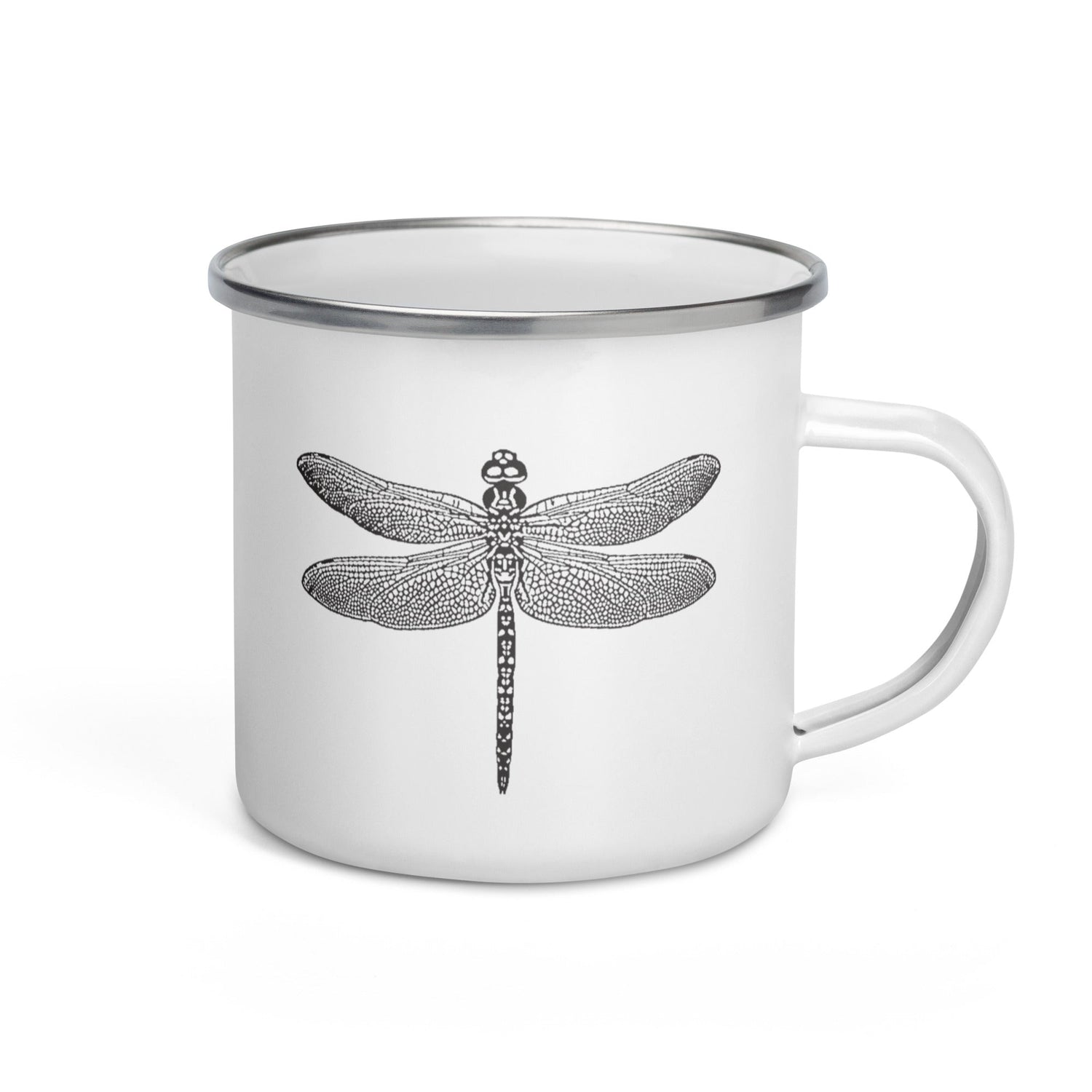 beautiful dragonfly print enamel mug